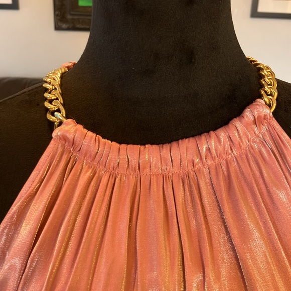 NWT Michael Kors dusty rose Maxi Dress with pink and gold shimmer fabric - Picture 4 of 5